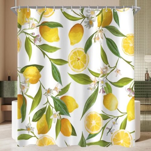 Unyqoos® Elegant en Functioneel Douchegordijn met Citroenblad Design en Waterafstotende Eigenschappen voor Badkamer