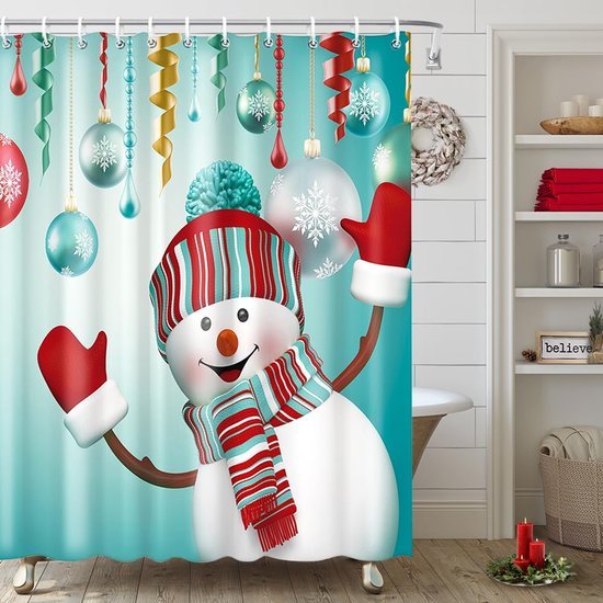550x550-7439.jpg Unyqoos® Waterafstotend Douchegordijn met Sneeuwmanmotief voor Feestelijke Badkamer