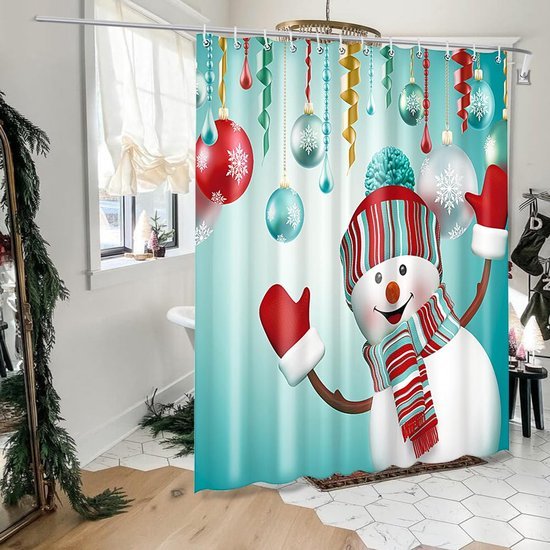 550x550-7440.jpg Unyqoos® Waterafstotend Douchegordijn met Sneeuwmanmotief voor Feestelijke Badkamer