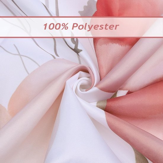 Unyqoos® Elegant Aquarel Douchegordijn met Roze Bloemen en Planten, 180 x 180 cm, Inclusief Haken
