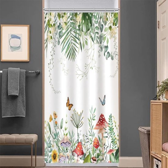 Unyqoos® Stijlvol en Functioneel Waterdicht Douchegordijn met Uniek Eucalyptus en Vlinderontwerp