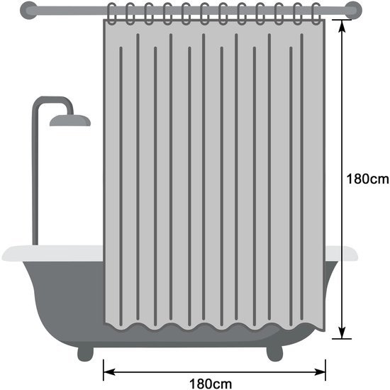 Unyqoos® Elegant Wit Douchegordijn 180x180 cm met Schimmelwerende Wafelstructuur en Waterdichte Eigenschappen