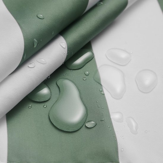 Unyqoos® Retro gestreepte badkamergordijn in saliegroen voor een frisse uitstraling
