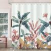 Unyqoos® Waterdicht Badkamergordijn met Tropische Bladeren en Bananenprint, Inclusief 12 Haken, 180 x 180 cm