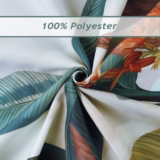 Unyqoos® Waterdicht Badkamergordijn met Tropische Bladeren en Bananenprint, Inclusief 12 Haken, 180 x 180 cm