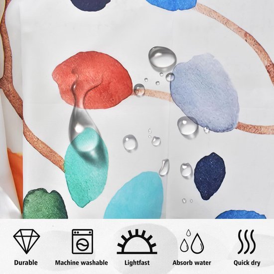 550x550-7539.jpg Unyqoos® Waterdicht polyester douchegordijn met bladpatroon en haken 180x200 cm