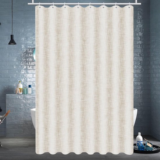 550x550-7558.jpg Unyqoos® Beige schimmelwerend douchegordijn met verzwaarde onderkant en ringen
