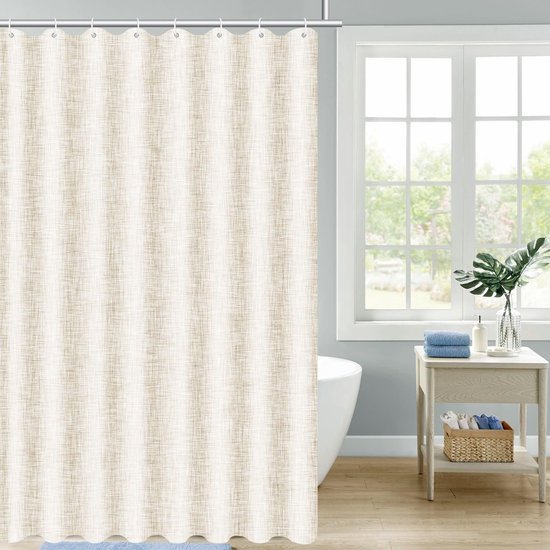 550x550-7559.jpg Unyqoos® Beige schimmelwerend douchegordijn met verzwaarde onderkant en ringen