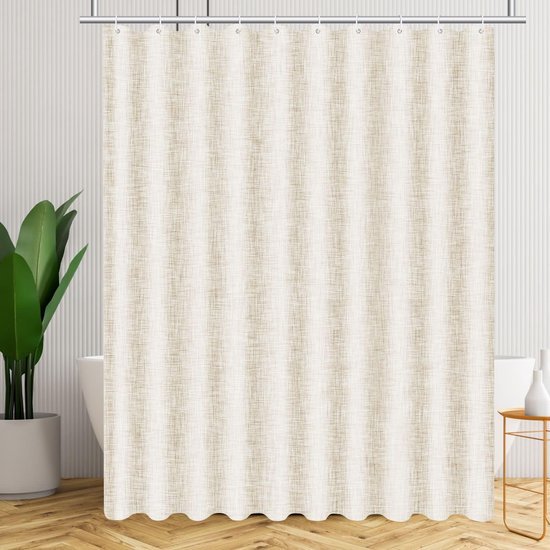 550x550-7561.jpg Unyqoos® Beige schimmelwerend douchegordijn met verzwaarde onderkant en ringen