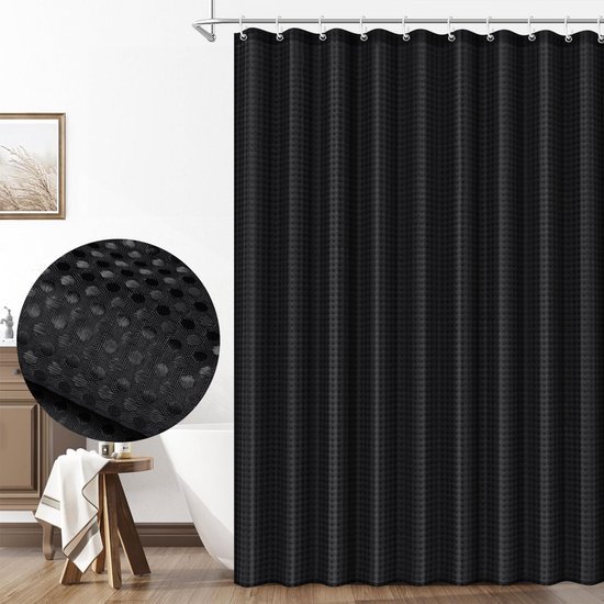 Unyqoos® Stijlvol Douchegordijn met Wafelpatroon en Waterafstotende Polyester Stof, 180 x 180 cm