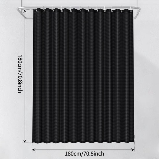 Unyqoos® Stijlvol Douchegordijn met Wafelpatroon en Waterafstotende Polyester Stof, 180 x 180 cm