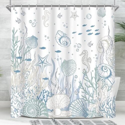 550x550-7575.jpg Unyqoos® Schimmelwerend Douchegordijn 200x200 cm met Zeebodemdesign en Verzwaarde Zoom