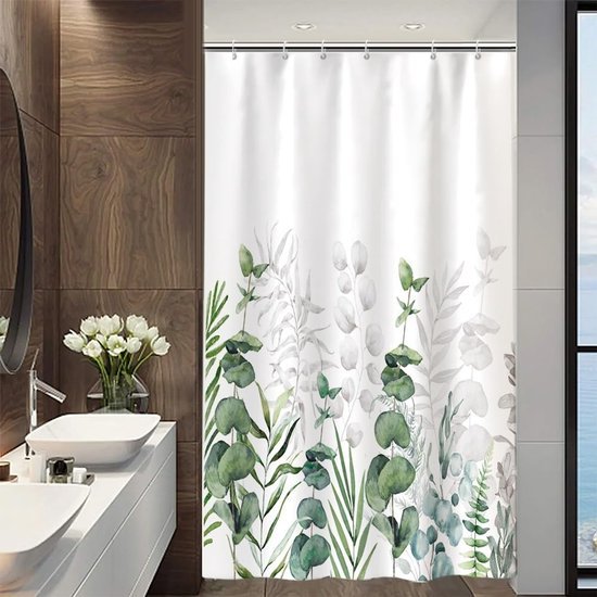 Unyqoos® Stijlvol Douchegordijn met Eucalyptus Print en Waterdichte Eigenschappen voor Luxe Badkamerervaring