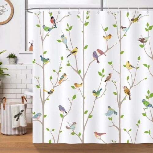 550x550-7615.jpg Unyqoos® Stijlvol Douchegordijn met Kleurrijke Vogels en Boomtak Ontwerp, Waterdicht en Wasbaar, 180 x 180 cm