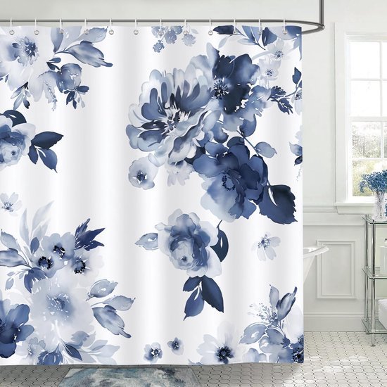 Unyqoos® Elegant Bloemen Douchegordijn Met Aquarel Bladeren Motief - 180x180 cm, Inclusief Haken