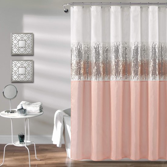 550x550-7648.jpg Unyqoos® Stijlvol douchegordijn met glinsterende pailletten en kleurblokken voor moderne badkamers