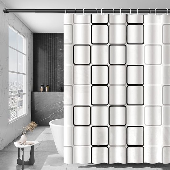 Unyqoos® Waterdicht en Schimmelbestendig Douchegordijn 180 x 200 cm met Sneldrogende Stof en 12 Haken
