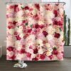 Unyqoos® Romantisch Douchegordijn met Roze Bloemenmotief en Waterafstotende Stof