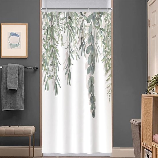 Unyqoos® Stijlvol en Waterdicht Douchegordijn met Eucalyptus Print voor een Frisse Badkamerervaring