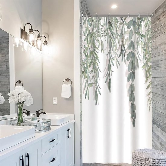 Unyqoos® Stijlvol en Waterdicht Douchegordijn met Eucalyptus Print voor een Frisse Badkamerervaring