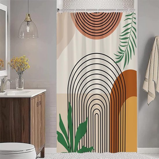 Unyqoos® Stijlvol Geometrisch Douchegordijn met Abstract Boho Design en Waterdichte Wasbare Polyester Stof