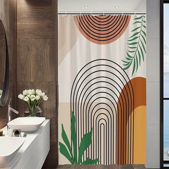 Unyqoos® Stijlvol Geometrisch Douchegordijn met Abstract Boho Design en Waterdichte Wasbare Polyester Stof