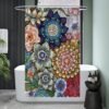 Unyqoos® Decoratief Douchegordijn met Levende Bloemmotieven in Diverse Kleuren en Maten, Schimmelbestendig en Waterafstotend