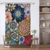 Unyqoos® Decoratief Douchegordijn met Levende Bloemmotieven in Diverse Kleuren en Maten, Schimmelbestendig en Waterafstotend