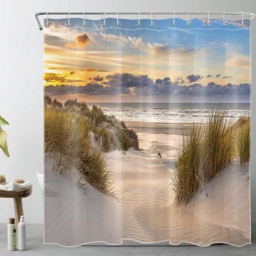 550x550-7773.jpg Unyqoos® Elegante Zomerlandschap Douchegordijn voor Tropische Badkamerervaring 180x200cm met Antischimmel en Waterdicht Functie