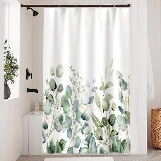 Unyqoos® Waterafstotend Douchegordijn met Groen Bladeren Motief voor Luxe Badkameruitstraling