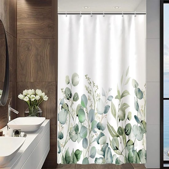 Unyqoos® Waterafstotend Douchegordijn met Groen Bladeren Motief voor Luxe Badkameruitstraling