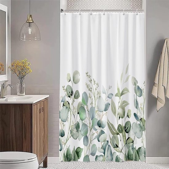 Unyqoos® Waterafstotend Douchegordijn met Groen Bladeren Motief voor Luxe Badkameruitstraling