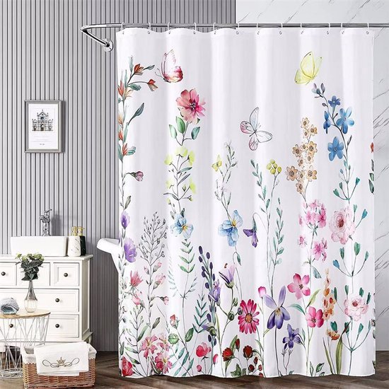 Unyqoos® Verfrissend Bloemenpatroon Douchegordijn 240x200cm - Waterafstotend en Schimmelbestendig Badkamergordijn in Roze