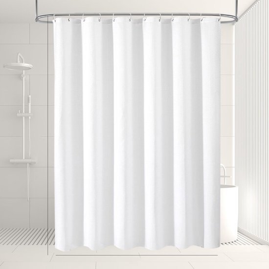 Unyqoos® Elegant Douchegordijn met Modern Wafelpatroon en Praktische Bevestigingsringen, 180 x 200 cm, Waterafstotend