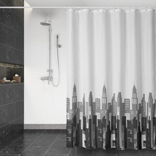 Unyqoos® Waterafstotend en Sneldrogend Douchegordijn van Textiel met Inclusief Ringen, Transparant 180 x 200 cm