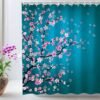 Unyqoos® Elegant douchegordijn met Japanse kersenbloesem en stevige haken