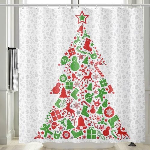 550x550-7906.jpg Unyqoos® Waterafstotend douchegordijn met creatieve kerstboom voor feestelijke badkamer