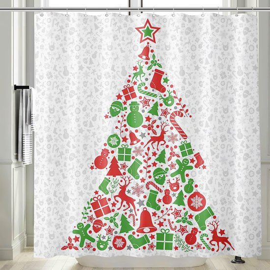 Unyqoos® Waterafstotend douchegordijn met creatieve kerstboom voor feestelijke badkamer