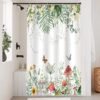 Unyqoos® Stijlvol Douchegordijn met Eucalyptus, Palmbladeren en Vlinderpatroon voor Moderne Badkamers