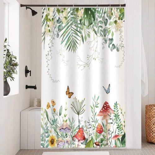550x550-7920.jpg Unyqoos® Stijlvol Douchegordijn met Eucalyptus, Palmbladeren en Vlinderpatroon voor Moderne Badkamers
