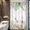 Unyqoos® Stijlvol Douchegordijn met Eucalyptus, Palmbladeren en Vlinderpatroon voor Moderne Badkamers