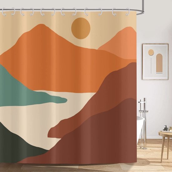 Unyqoos® Stijlvol en Kleurrijk Douchegordijn met Abstracte Boho-Zonsondergang Print voor Badkamer