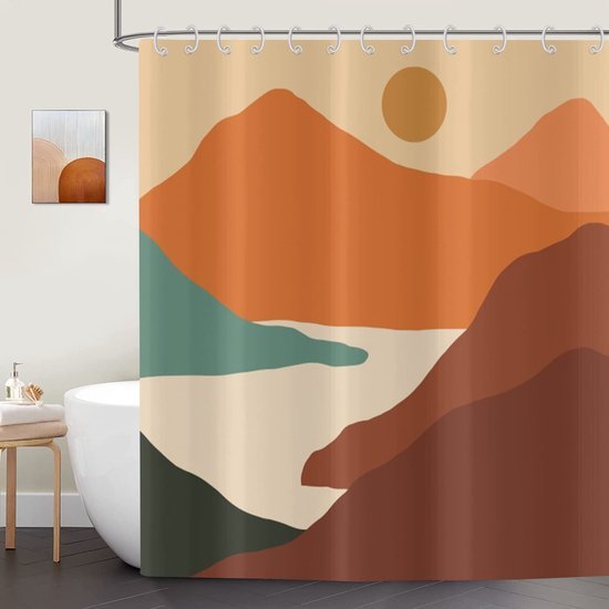 Unyqoos® Stijlvol en Kleurrijk Douchegordijn met Abstracte Boho-Zonsondergang Print voor Badkamer
