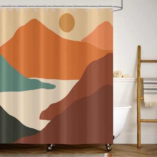 Unyqoos® Stijlvol en Kleurrijk Douchegordijn met Abstracte Boho-Zonsondergang Print voor Badkamer