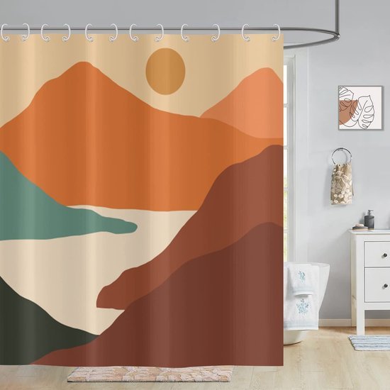 Unyqoos® Stijlvol en Kleurrijk Douchegordijn met Abstracte Boho-Zonsondergang Print voor Badkamer