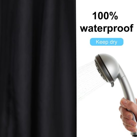 Unyqoos® Waterafstotende en Schimmelbestendige Douchegordijn van Textiel met Snelle Droogfunctie en Ringen, 180 x 200 cm