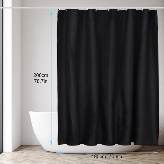 Unyqoos® Waterafstotende en Schimmelbestendige Douchegordijn van Textiel met Snelle Droogfunctie en Ringen, 180 x 200 cm