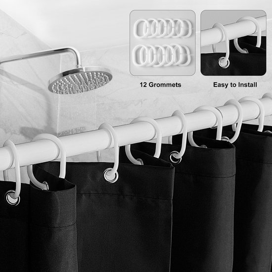 Unyqoos® Waterafstotende en Schimmelbestendige Douchegordijn van Textiel met Snelle Droogfunctie en Ringen, 180 x 200 cm