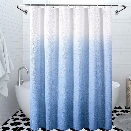 550x550-8001.jpg Unyqoos® Stijlvolle blauwe ombre douchegordijn set met haken en waterbestendig materiaal