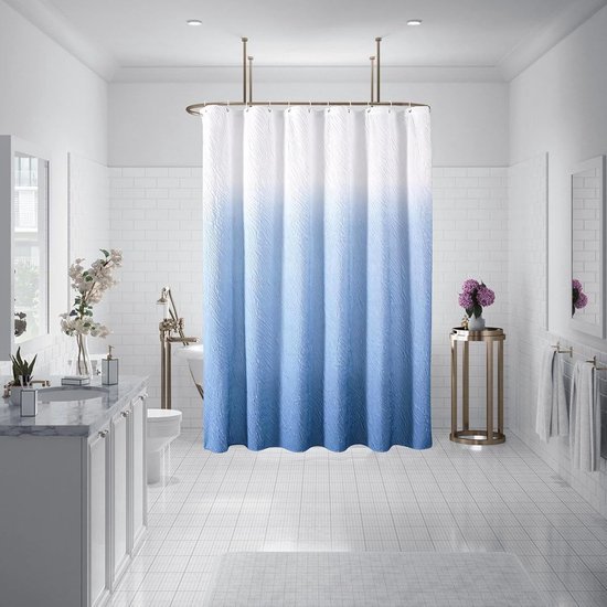 550x550-8004.jpg Unyqoos® Stijlvolle blauwe ombre douchegordijn set met haken en waterbestendig materiaal